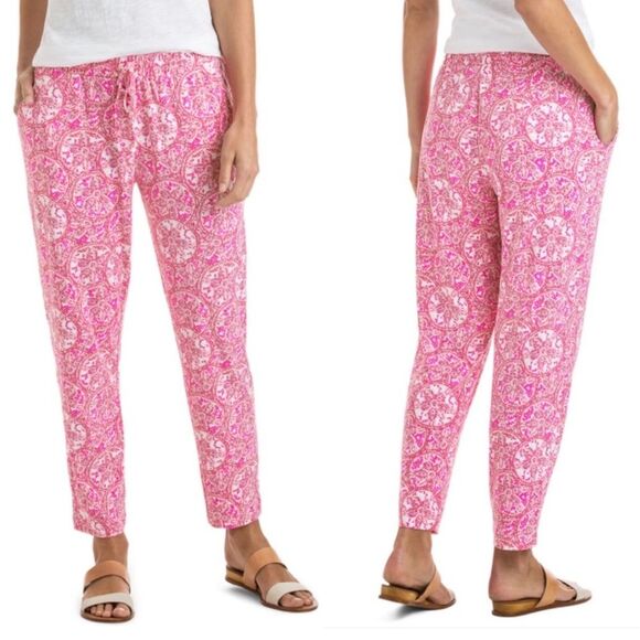 Vineyard Vines Knit Pull On Pants Sand Dollar Pink Tie Waist Stretch Lightweight - Picture 7 of 7